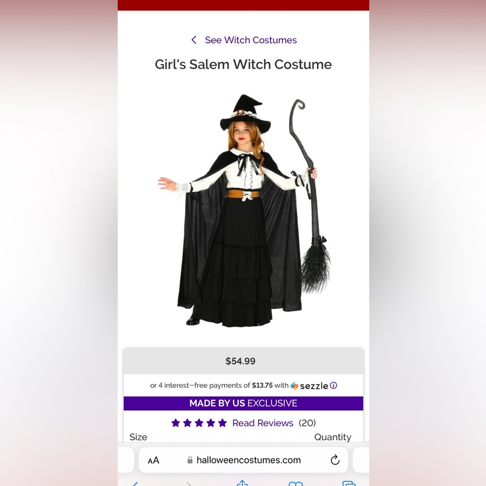 Girls hocus-pocus, witch costume